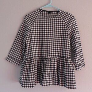 Victoria Beckham for Target Womens Blouse Size S White/Black Checkered/Gingham